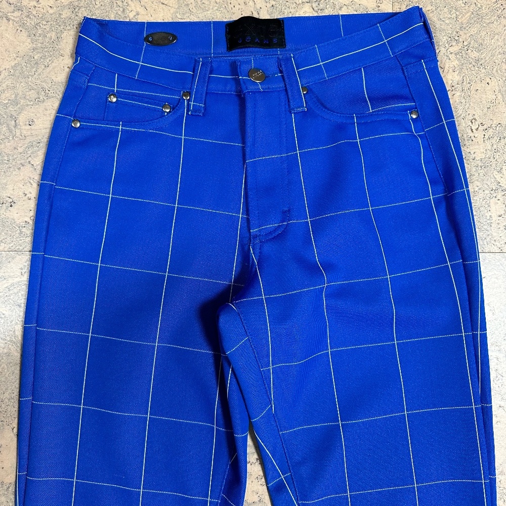 Vintage Exté Jeans Royal Blue Plaid Pants Women Size 25